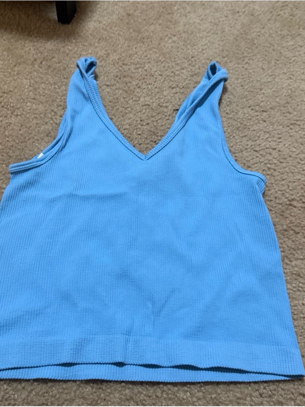 T.J.Maxx Light Blue Ribbed V-Neck Tank Top